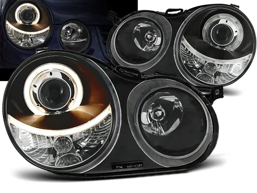 Frontlykter VW POLO (9N) 2001-2005 ANGEL EYES BLACK