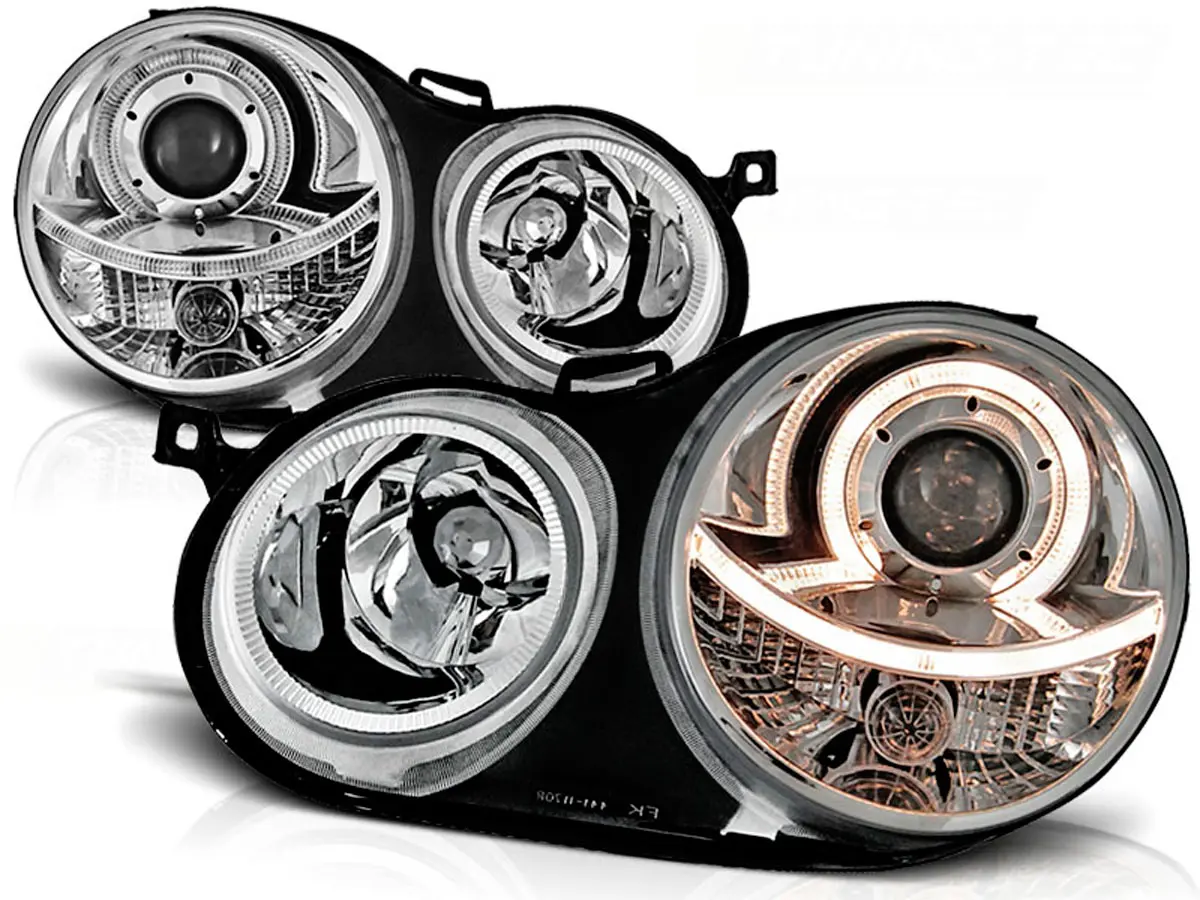 Frontlykter VW POLO (9N) 2001-2005 ANGEL EYES CHROME