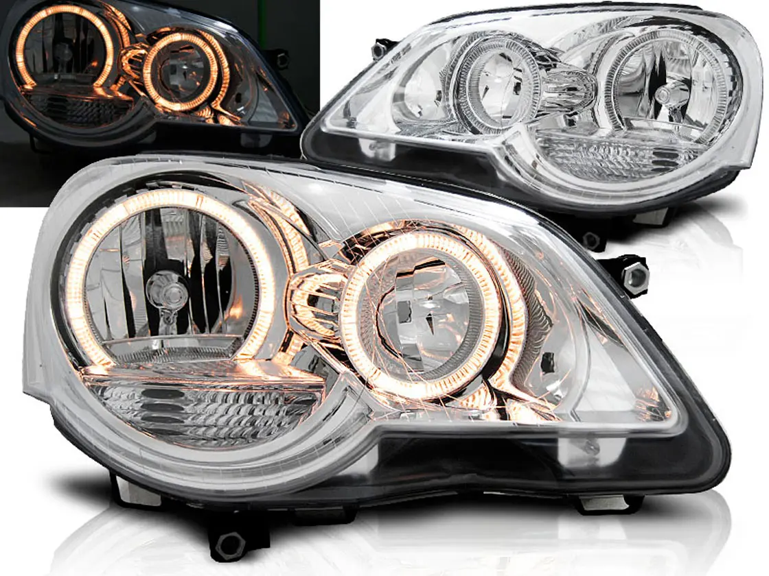 Frontlykter VW Polo IV Facelift 2005 - 2009 │ ANGEL EYES CHROME