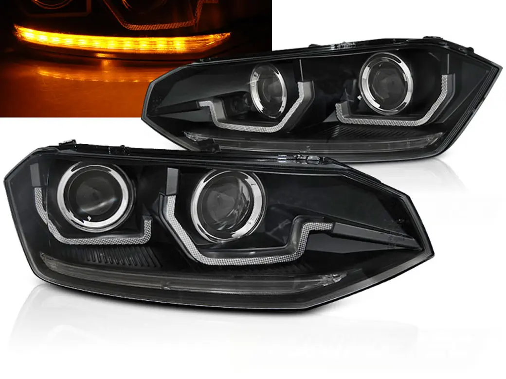 Frontlykter VW POLO VI (2G) 2017~ SEQ LED BLACK