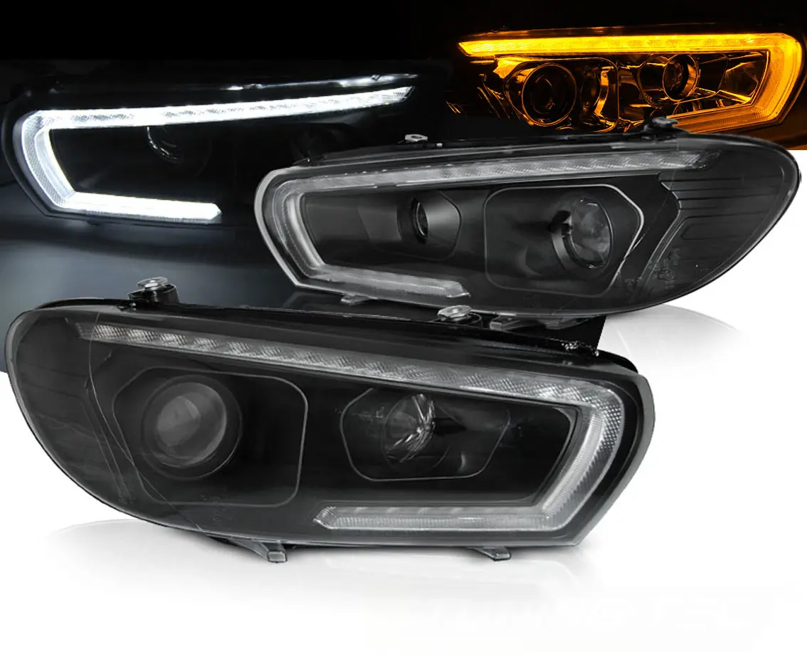 Frontlykter VW SCIROCCO 2008-2014 TUBE SEQ LED BLACK