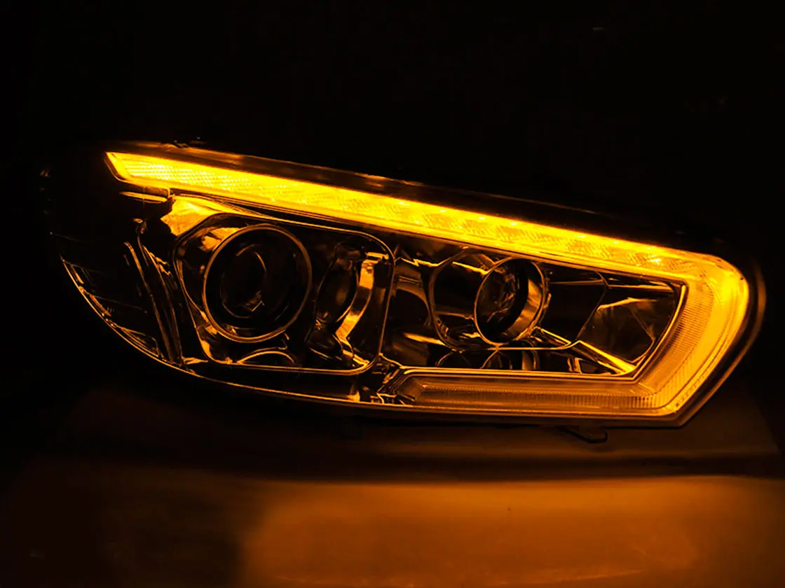 Frontlykter VW SCIROCCO 2008-2014 TUBE SEQ LED CHROME – bilde 3