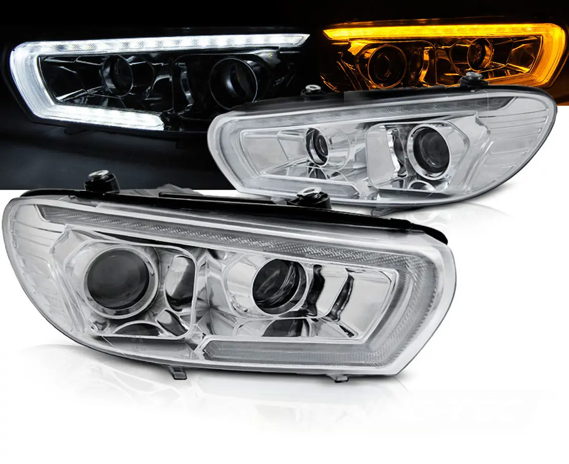 Frontlykter VW SCIROCCO 2008-2014 XEONON TUBE SEQ LED CHROME