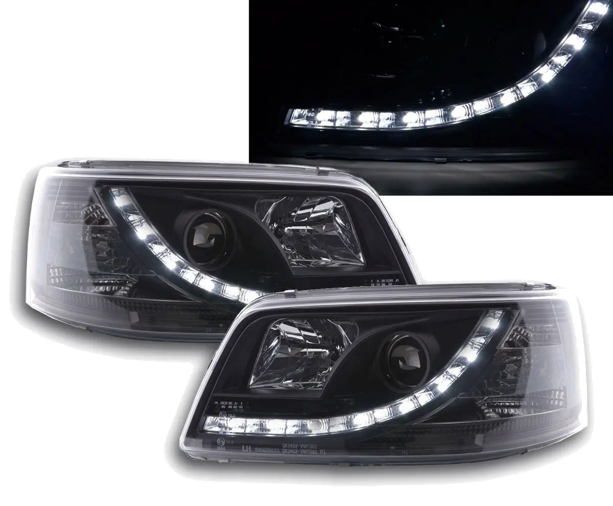 Frontlykter VW T5 2003-2009 TRUE DRL BLACK – bilde 2