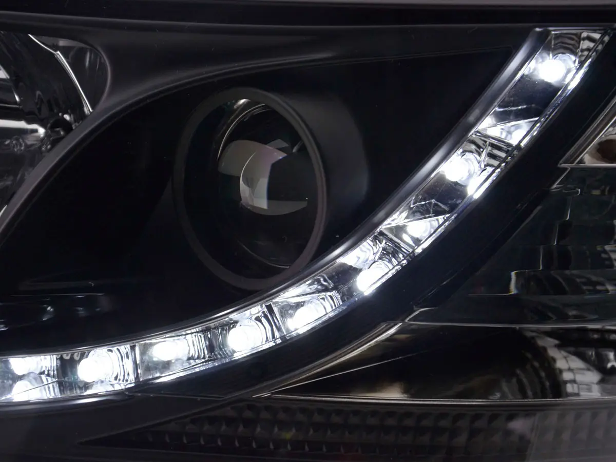 Frontlykter VW T5 2003-2009 TRUE DRL BLACK – bilde 5