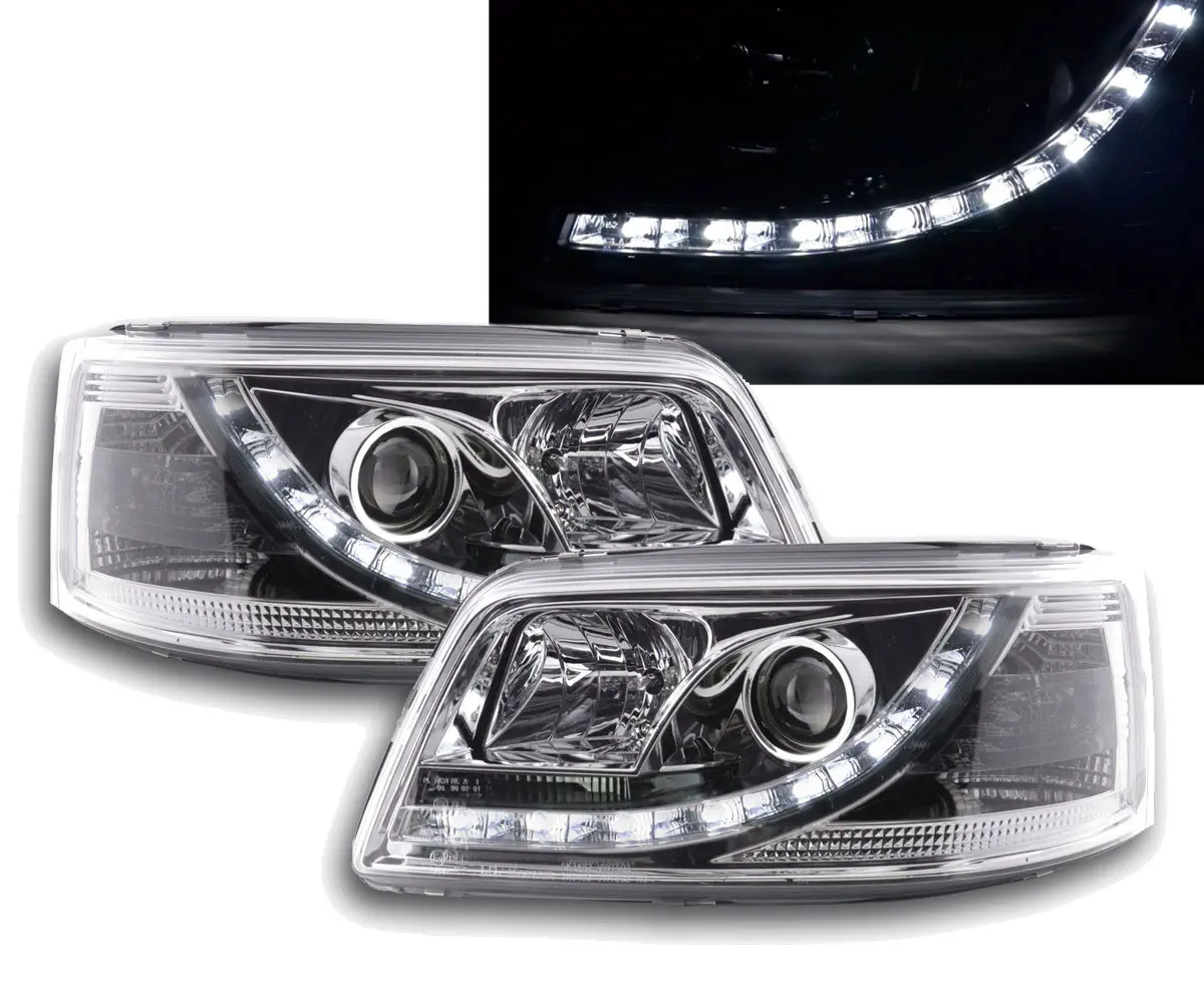 Frontlykter VW T5 2003-2009 TRUE DRL CHROME – bilde 2