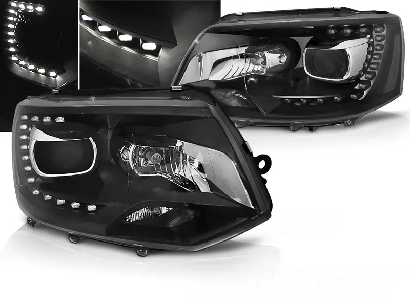 Frontlykter VW T5 2009 - 2015 | TRUE DRL BLACK