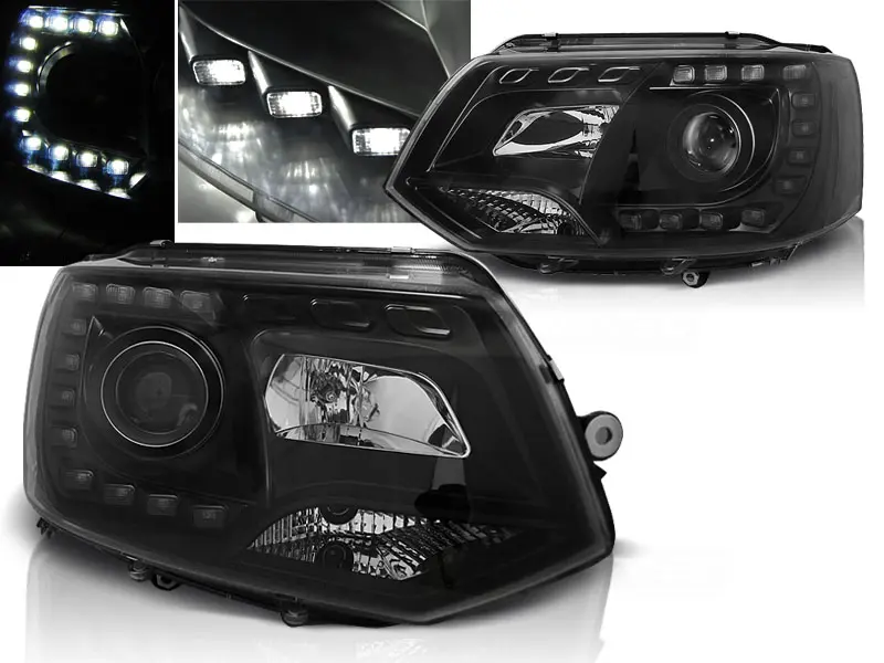 Frontlykter VW T5 2009 - 2015 | TRUE DRL BLACK