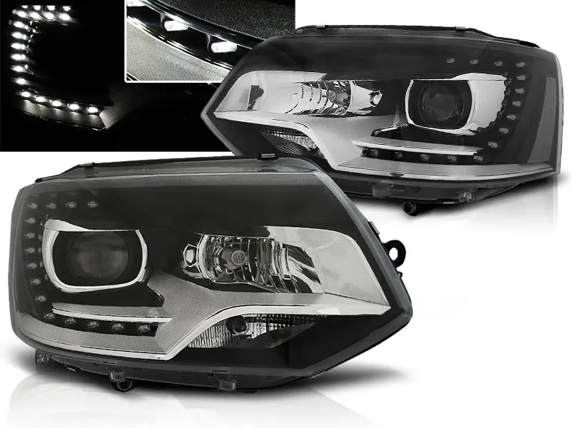 Frontlykter VW T5 2009 - 2015 | TRUE DRL BLACK