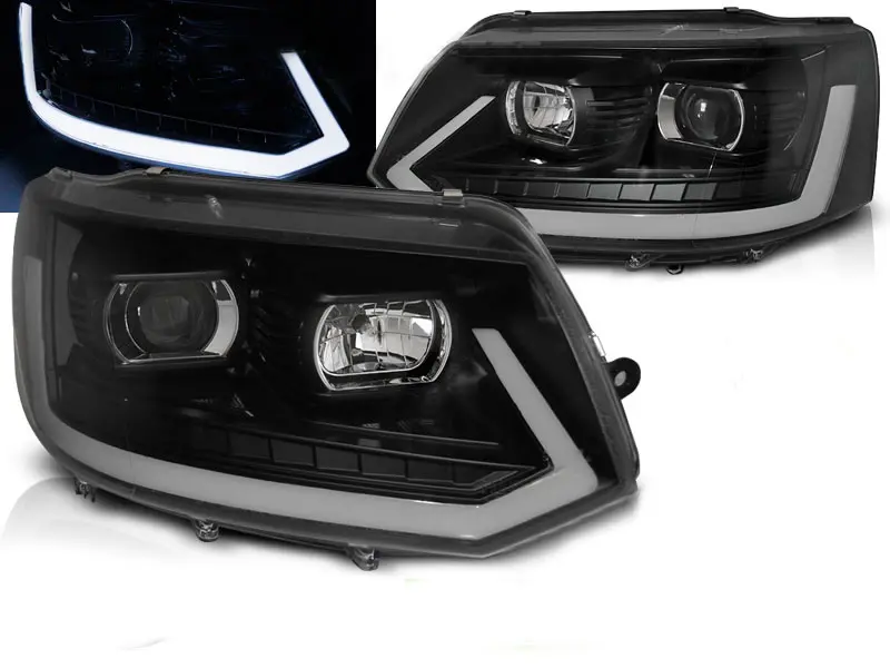 Frontlykter VW T5 2009 - 2015 | TUBE LIGHT BLACK SEQ