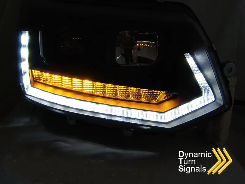Frontlykter VW T5 2009 - 2015 | TUBE LIGHT DRL BLACK SEQ – bilde 7