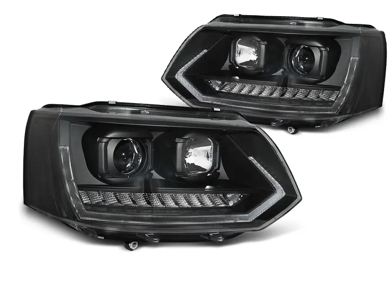 Frontlykter VW T5 2009 - 2015 | TUBE LIGHT DRL BLACK SEQ – bilde 9