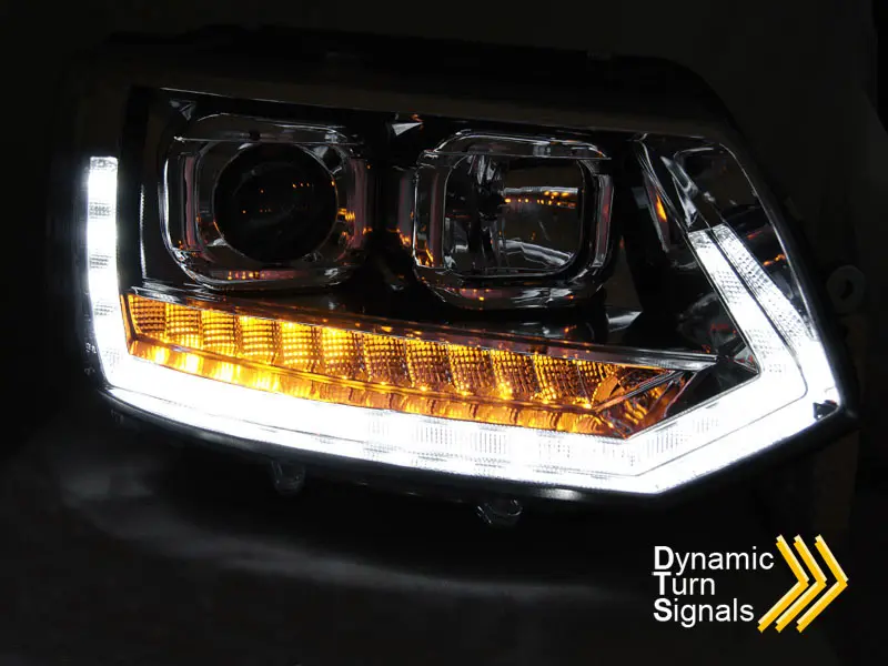 Frontlykter VW T5 2009 - 2015 | TUBE LIGHT DRL CHROME SEQ – bilde 3