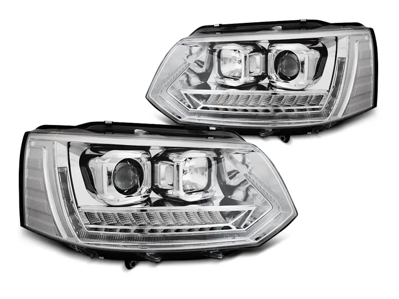 Frontlykter VW T5 2009 - 2015 | TUBE LIGHT DRL CHROME SEQ – bilde 5