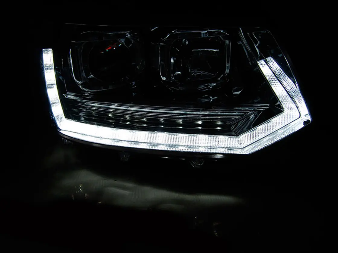 Frontlykter VW T5 2009 - 2015 | TUBE LIGHT T6 LOOK CHROME – bilde 2