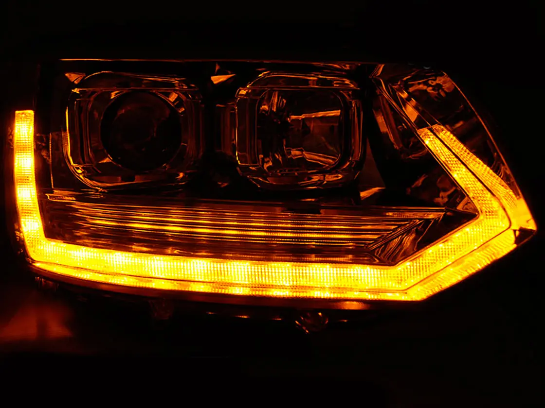 Frontlykter VW T5 2009 - 2015 | TUBE LIGHT T6 LOOK CHROME – bilde 3