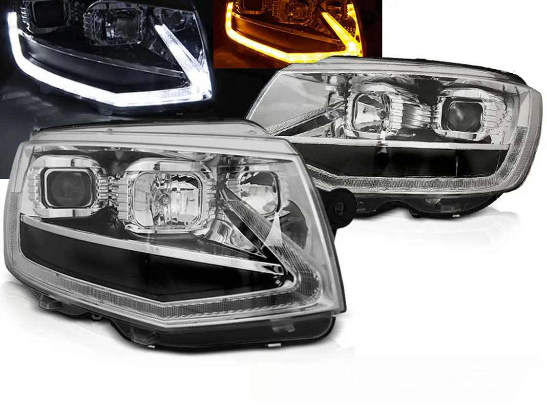 Frontlykter VW T6 2015 - 2019 | TUBE LIGHT CHROME DRL SEQ