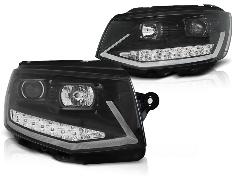 Frontlykter VW T6 2015 - 2019 | TUBE LIGHT DRL BLACK CHROME – bilde 2