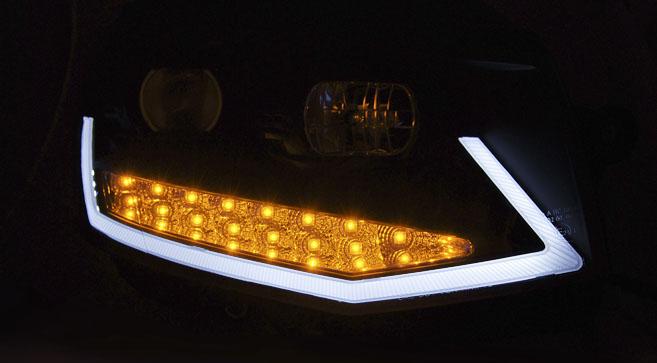 Frontlykter VW T6 2015 - 2019 | TUBE LIGHT DRL BLACK CHROME – bilde 4