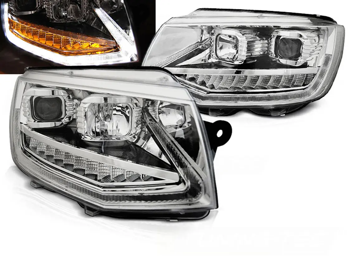 Frontlykter VW T6 2015 - 2019 | TUBE LIGHT DRL CHROME SEQ