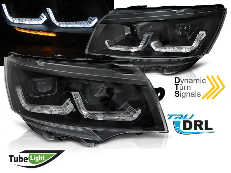 Frontlykter VW T6 2019 - 2023 | TUBE LIGHT BLACK DRL SEQ