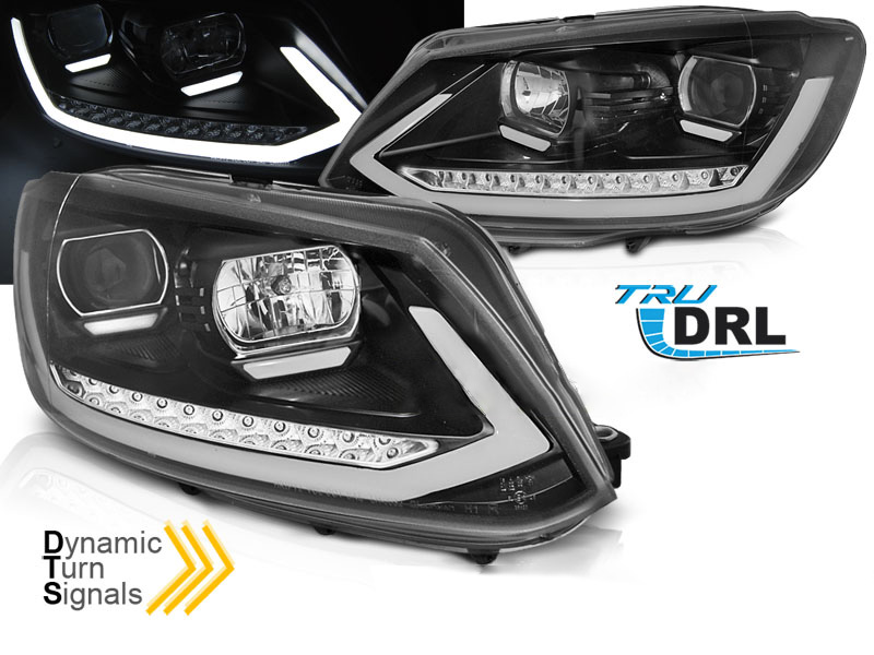 Frontlykter VW Touran I 2010 - 2015 │ TUBE LIGHT DRL BLACK SEQ