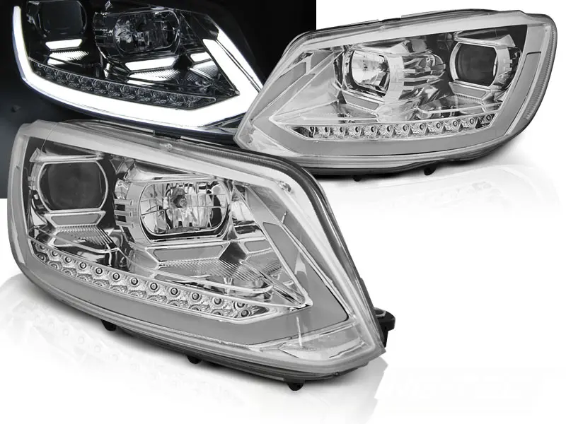 Frontlykter VW Touran I 2010 - 2015 │ TUBE LIGHT DRL CHROME SEQ