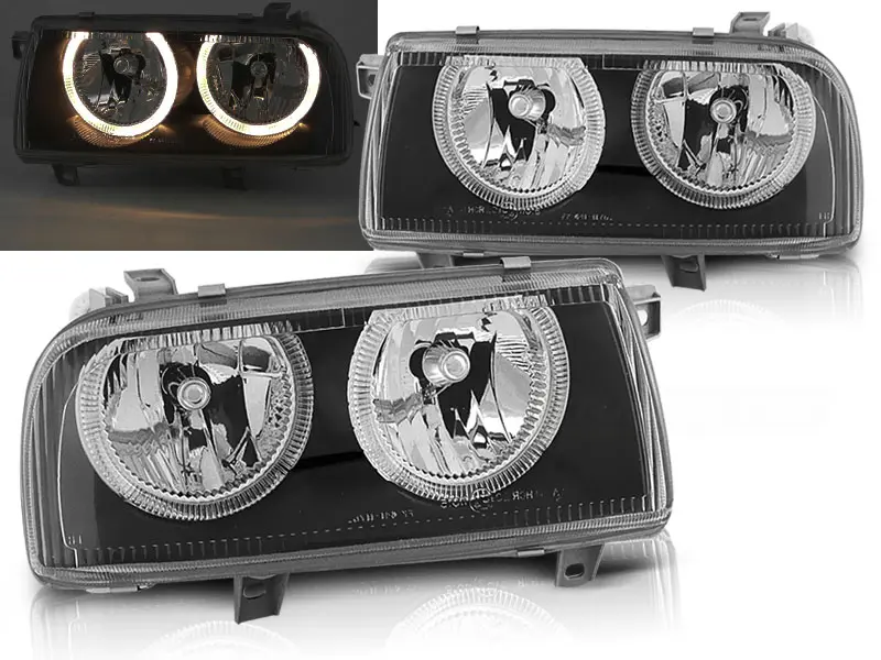 Frontlykter VW VENTO 1992-1998 ANGEL EYES BLACK