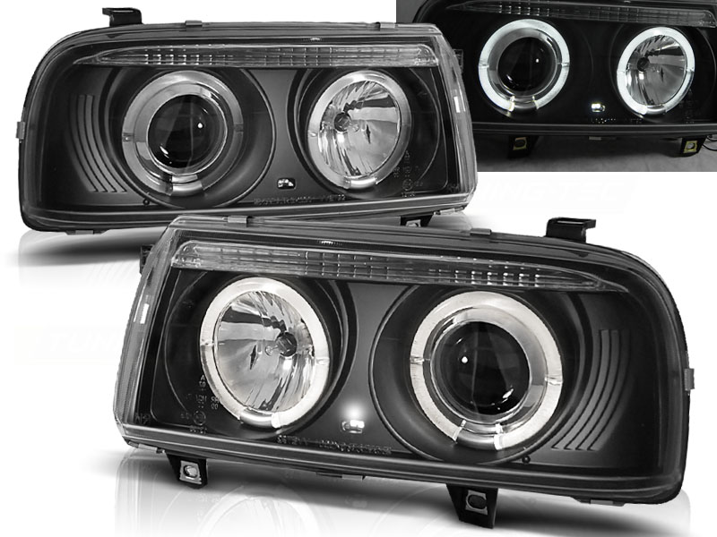 Frontlykter VW VENTO 1992-1998 ANGEL EYES BLACK Image 1