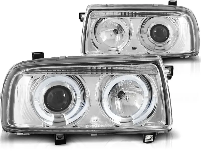Frontlykter VW VENTO 1992-1998 ANGEL EYES CHROME – bilde 4