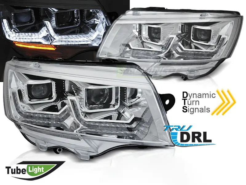 FrontlykterVW T6 2019 - 2023 | TUBE LIGHT CHROME DRL SEQ