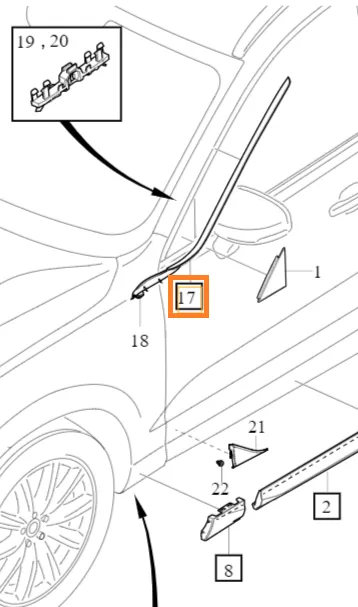 Frontrutelist venstre (loddrett) Volvo Genuine® XC60 2018-