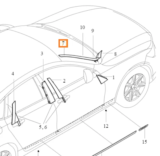Frontrutelist vertikal venstre Volvo Genuine® S90 V90 2017-