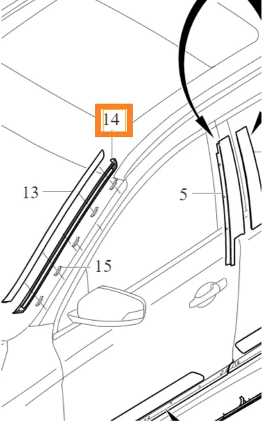 Frontrutepakning venstre Volvo Genuine® XC60 2009-2017