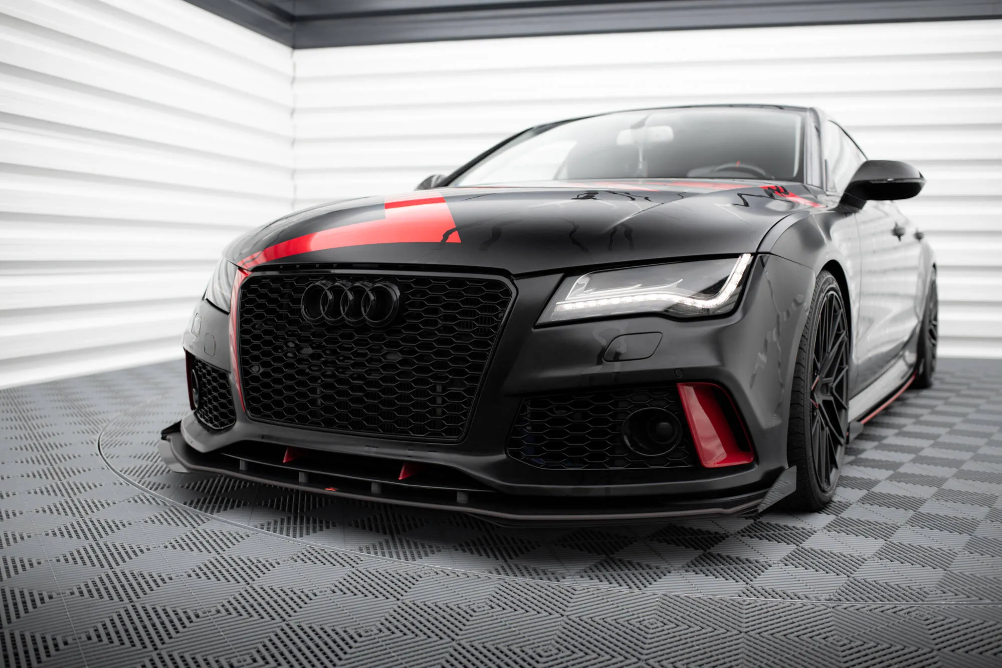 Frontsplitter-flopper Audi A7 C7 RS7 Look 2010 - 2014 | Glossy Black Edition – bilde 3