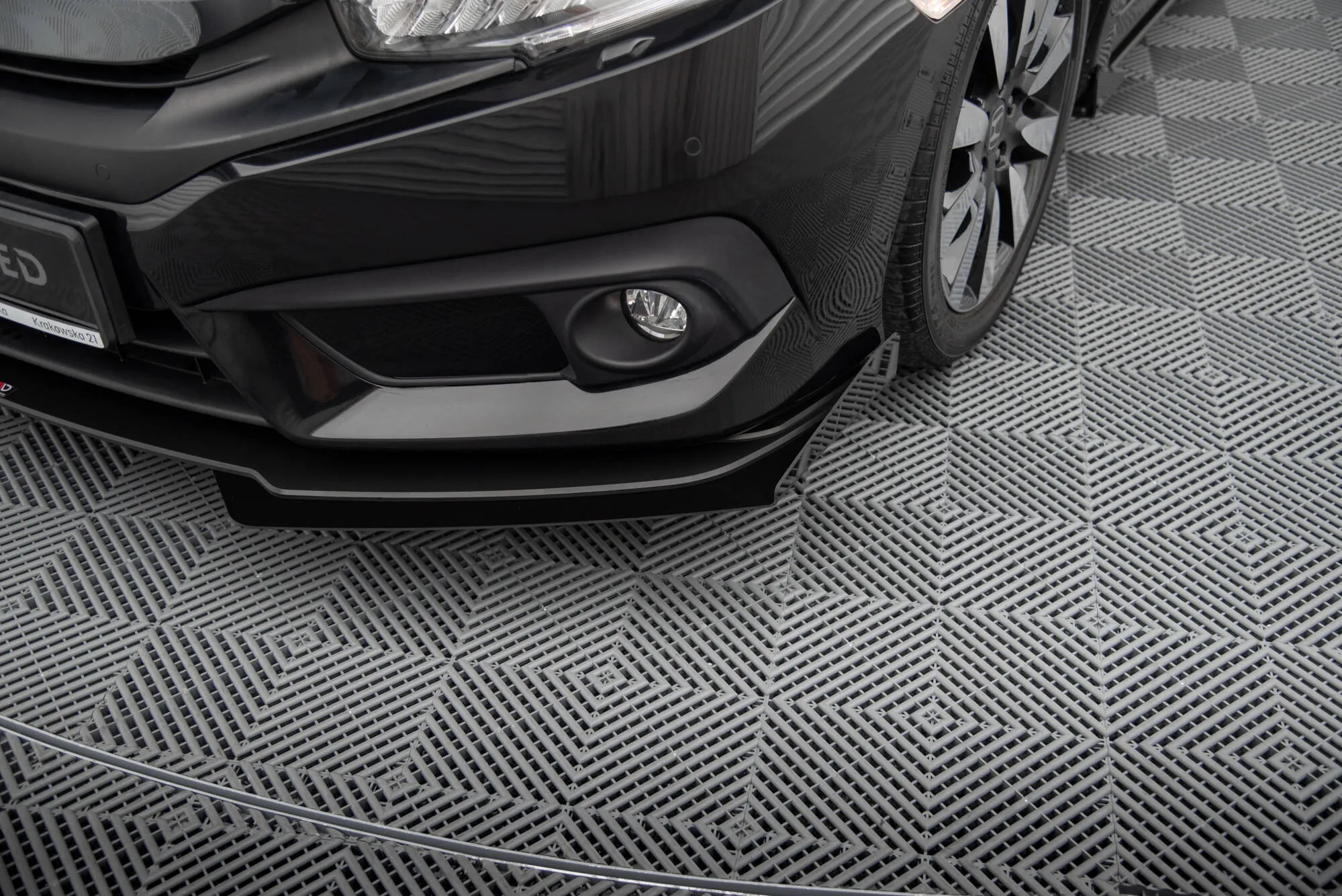 Frontsplitter-flopper Honda Civic mk10 2017 - 2022 | Glossy Black Edition