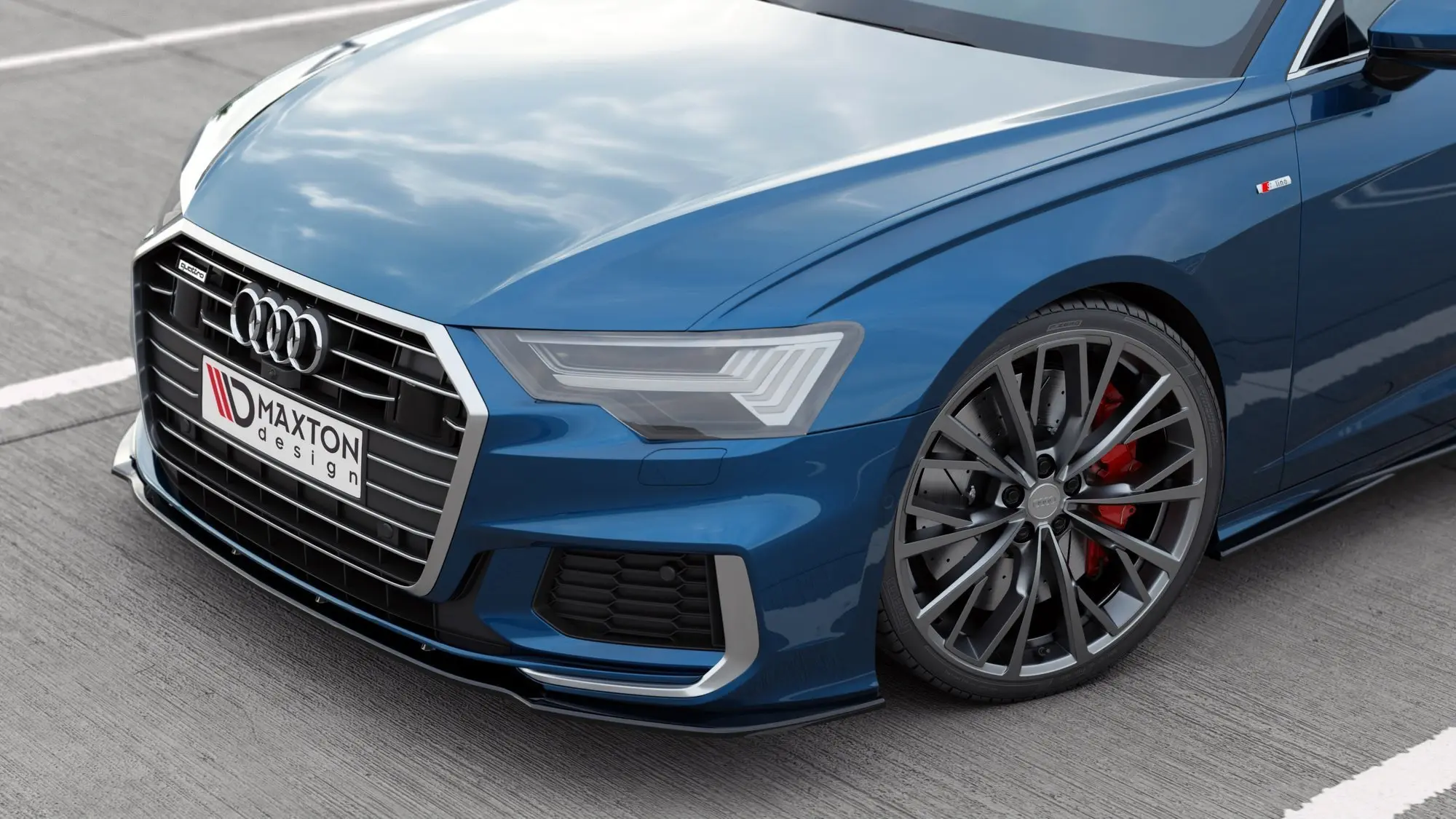 Frontspoiler Audi A6 S-Line (C8) 2018-> / S6 (C8) 2019 -> | V.2 Glossy Black Edition – bilde 3