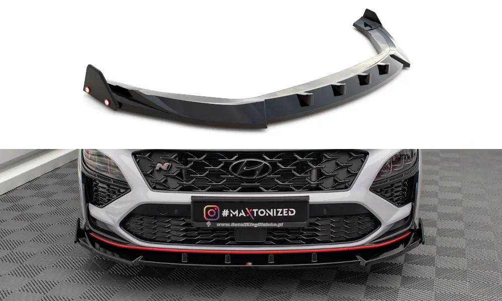 Frontspoiler + Flopper Hyundai Kona N 2021 - 2023 | V.2 Glossy Black Edition – bilde 2