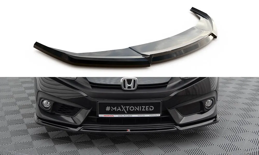Frontspoiler Honda Civic mk10 2017 2022 V.2 Glossy Black Edition