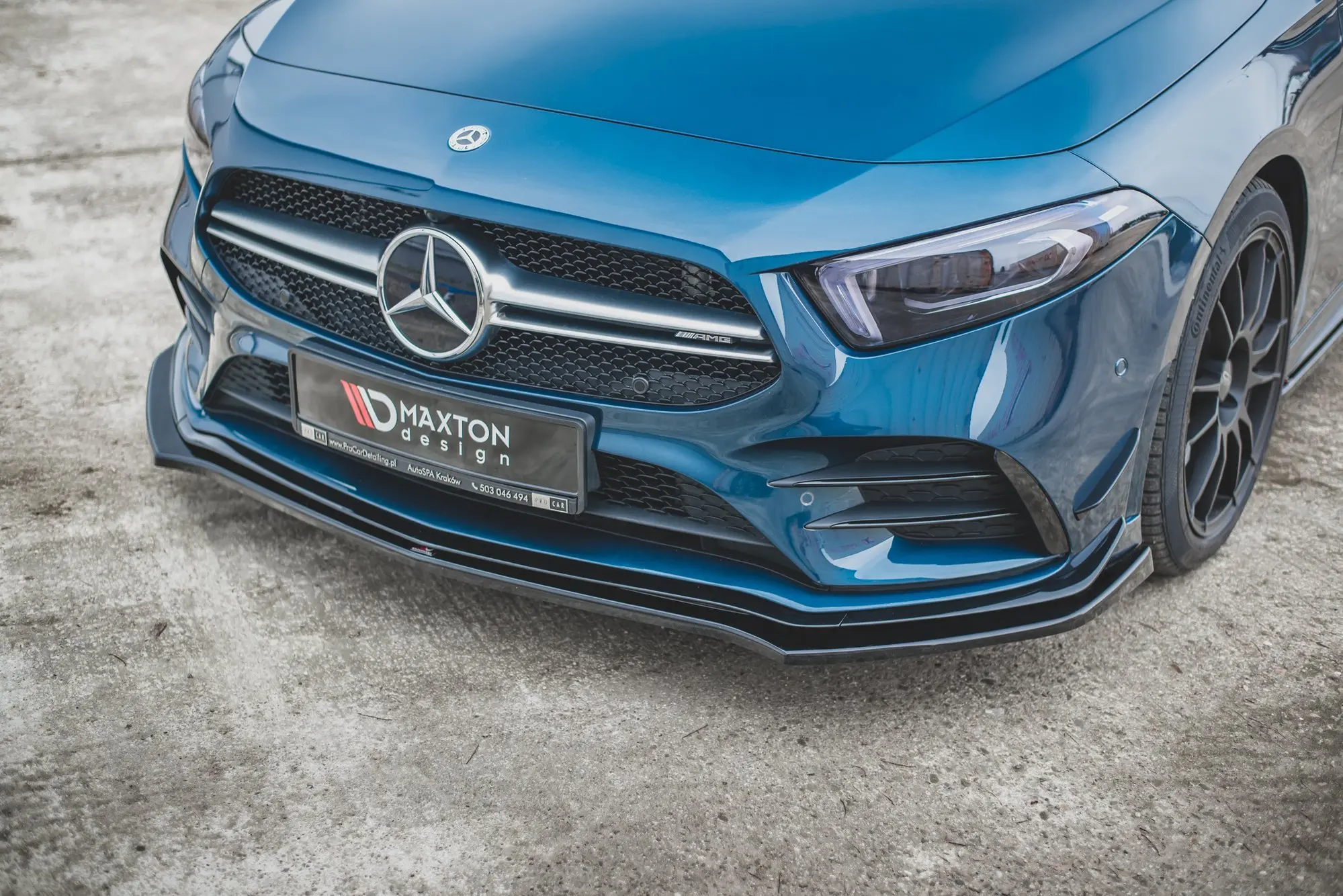Frontspoiler Mercedes-Benz A35 AMG  Aero ( W177 / V177) 2018-> | V.2 Glossy Black Edition – bilde 4