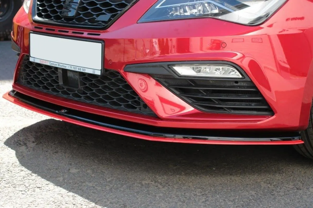 Frontspoiler Seat Leon III Cupra / Leon FR Facelift 2017-2020 | V.3 Glossy Black + Red Edition