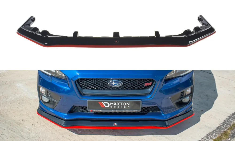 Frontspoiler Subaru WRX STI 2014-> | V.3 Glossy Black+Red  Edition – bilde 5