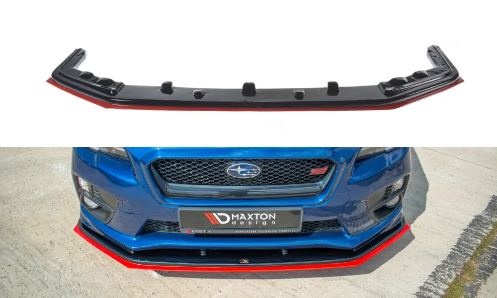 Frontspoiler Subaru WRX STI 2014-> | V.4 Glossy Black+Red  Edition – bilde 4