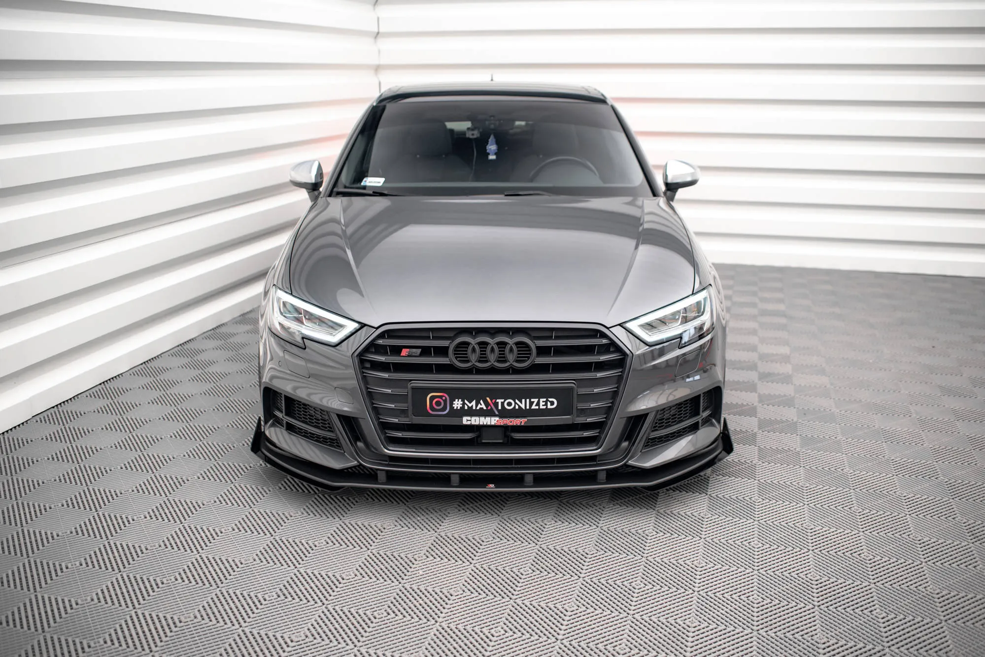 Frontspoiler V.1 + Flopper Audi S3 (8V) Sportback / A3 S-Line (8V) Sportback Facelift 2016 - 2019 | Street Pro Black Edition