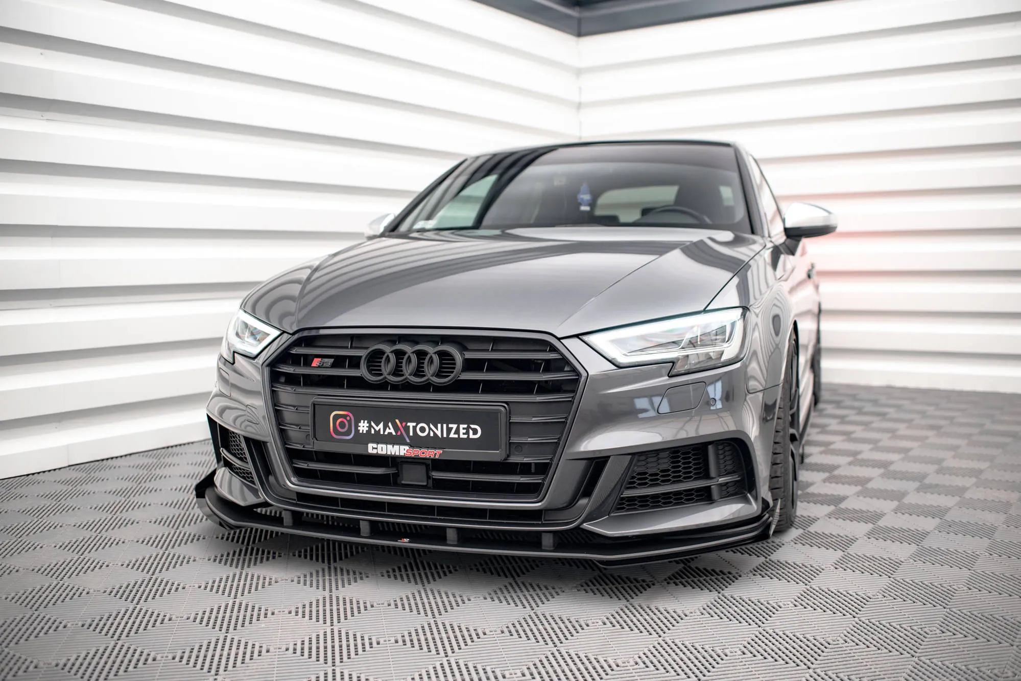 Frontspoiler V.1 + Flopper Audi S3 (8V) Sportback / A3 S-Line (8V) Sportback Facelift 2016 - 2019 | Street Pro Black Edition – bilde 4