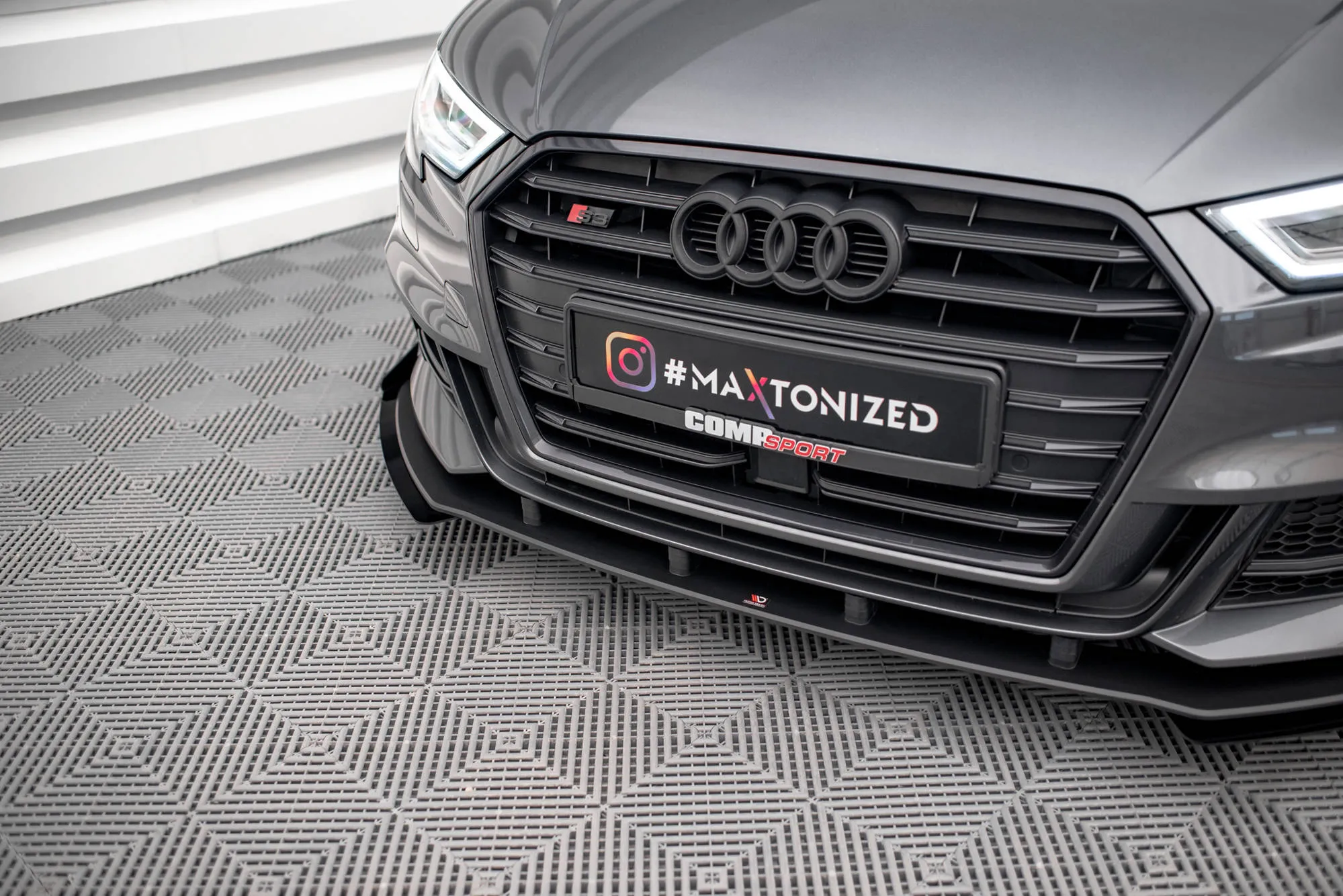 Frontspoiler V.1 + Flopper Audi S3 (8V) Sportback / A3 S-Line (8V) Sportback Facelift 2016 - 2019 | Street Pro Black Edition – bilde 5