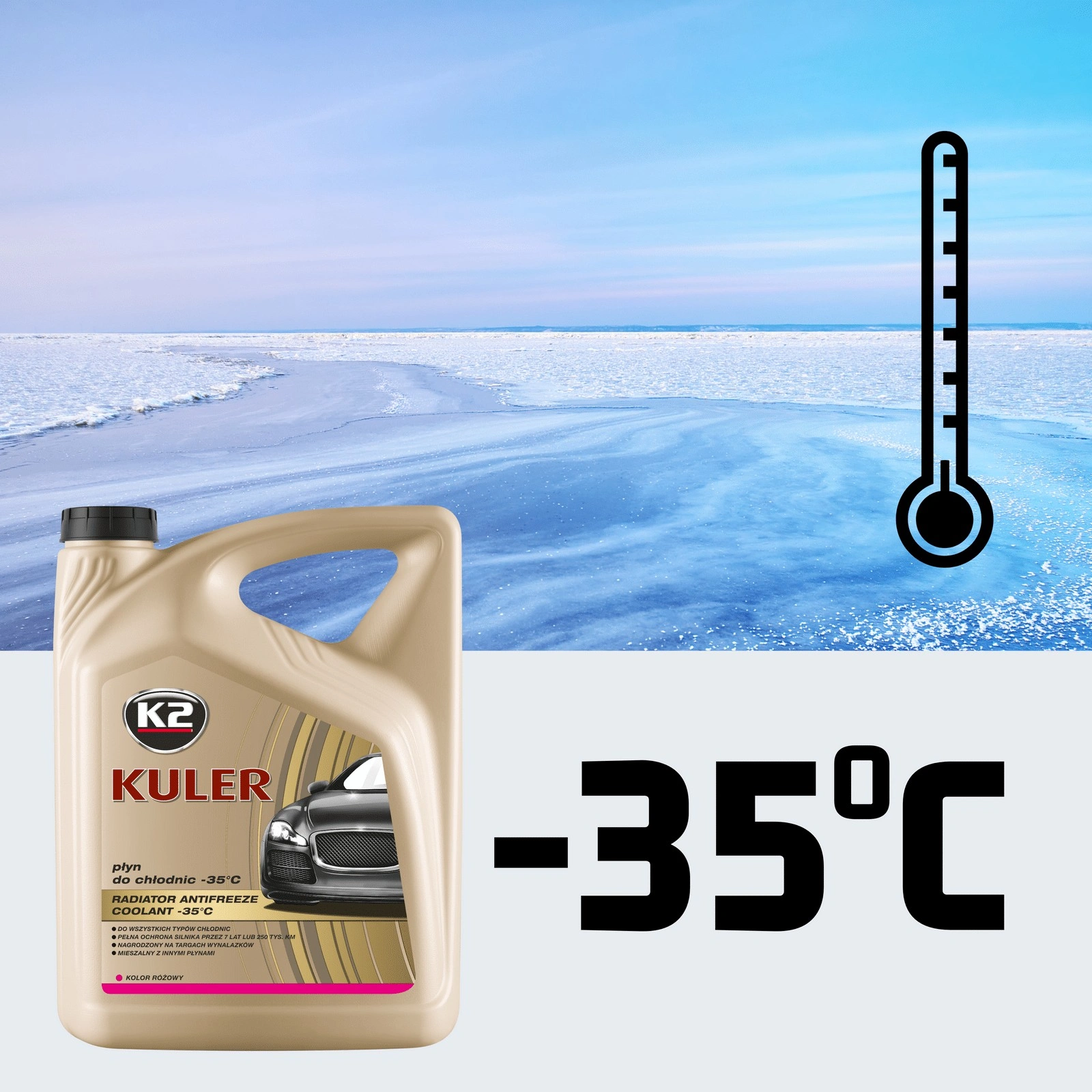 Frostvæske K2 Kuler G13 -35°C Rosa │ Ferdigblandet Kjølevæske Antifreeze Mixed Antifreeze Coolant Long Life Pink - 5L Image 3