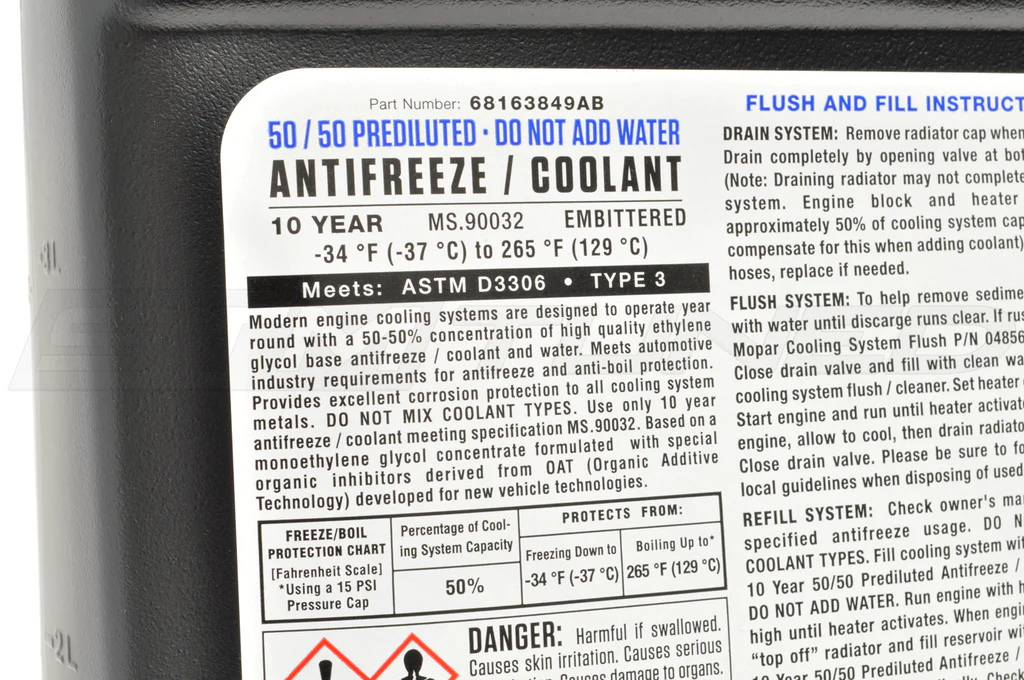 Frostvæske Mopar MS-90032 / MS-12106 Formula 10 Years OAT │ Konsentrat Genuine® Purple AntiFreeze Coolant - 3,78 L Image 4