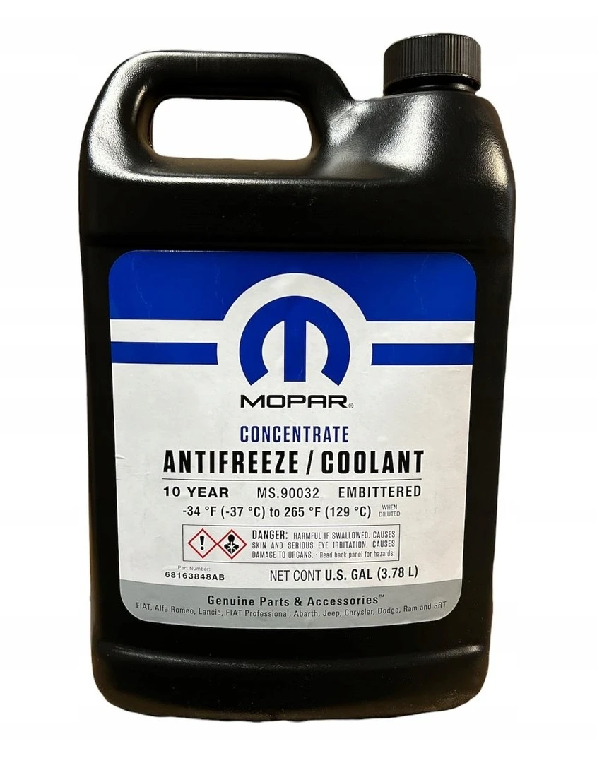 Frostvæske Mopar MS-90032 / MS-12106 / MS-9769 OAT│ Kjølevæskekonsentrat - Antifreeze Coolant - Chrysler Jeep Dodge RAM OE - 3,78 L