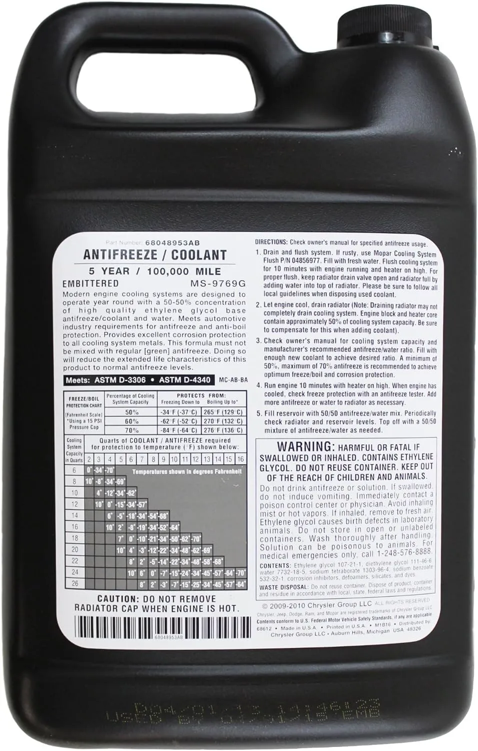 Frostvæske Mopar MS-9765 Formula 5 Years HOAT │ Konsentrat Genuine® Pink AntiFreeze Coolant - 3,78 L Image 2